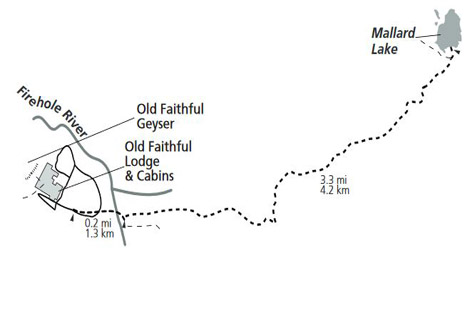 Trail map to Mallard Lake trail in Yellowstone National Park