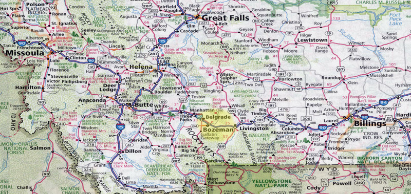 Road map of Montana Destination Montana