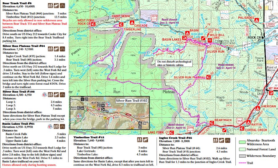Timberline and Gertrude Lakes Trail #12 Absoraka Beartooth