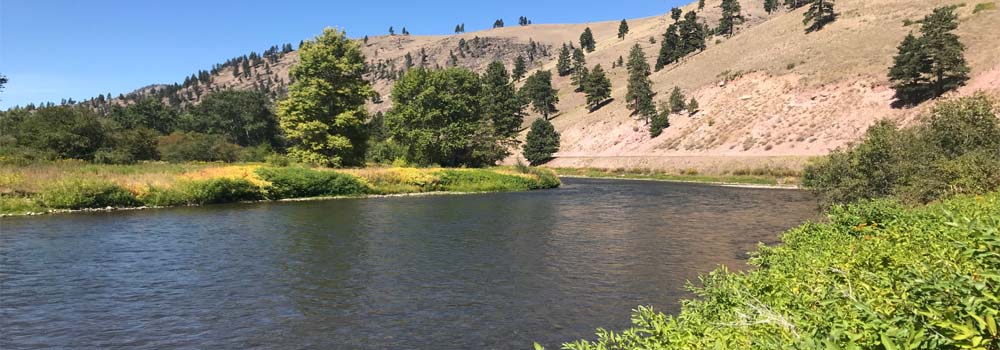 The Clark Fork River at Bearmouth Chalet and RV Park in Montana
