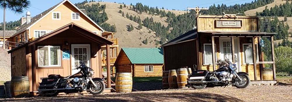 Traveling by motorcycle? No problem.  Overnight at Bearmouth Chalet & RV Park Cabins in Missoula Montana